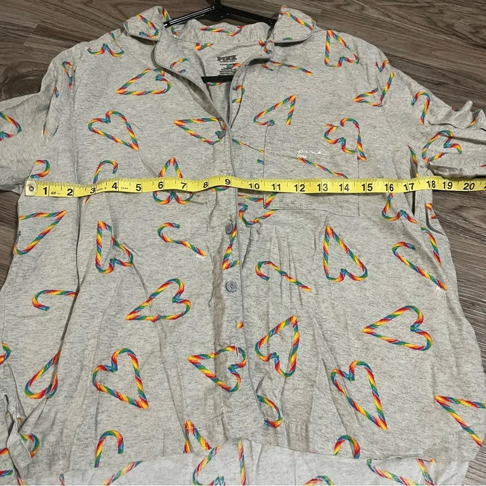 Victoria's Secret PINK Rainbow Candy Cane Pajamas Long Sleeve Top: Size Small - Image 7