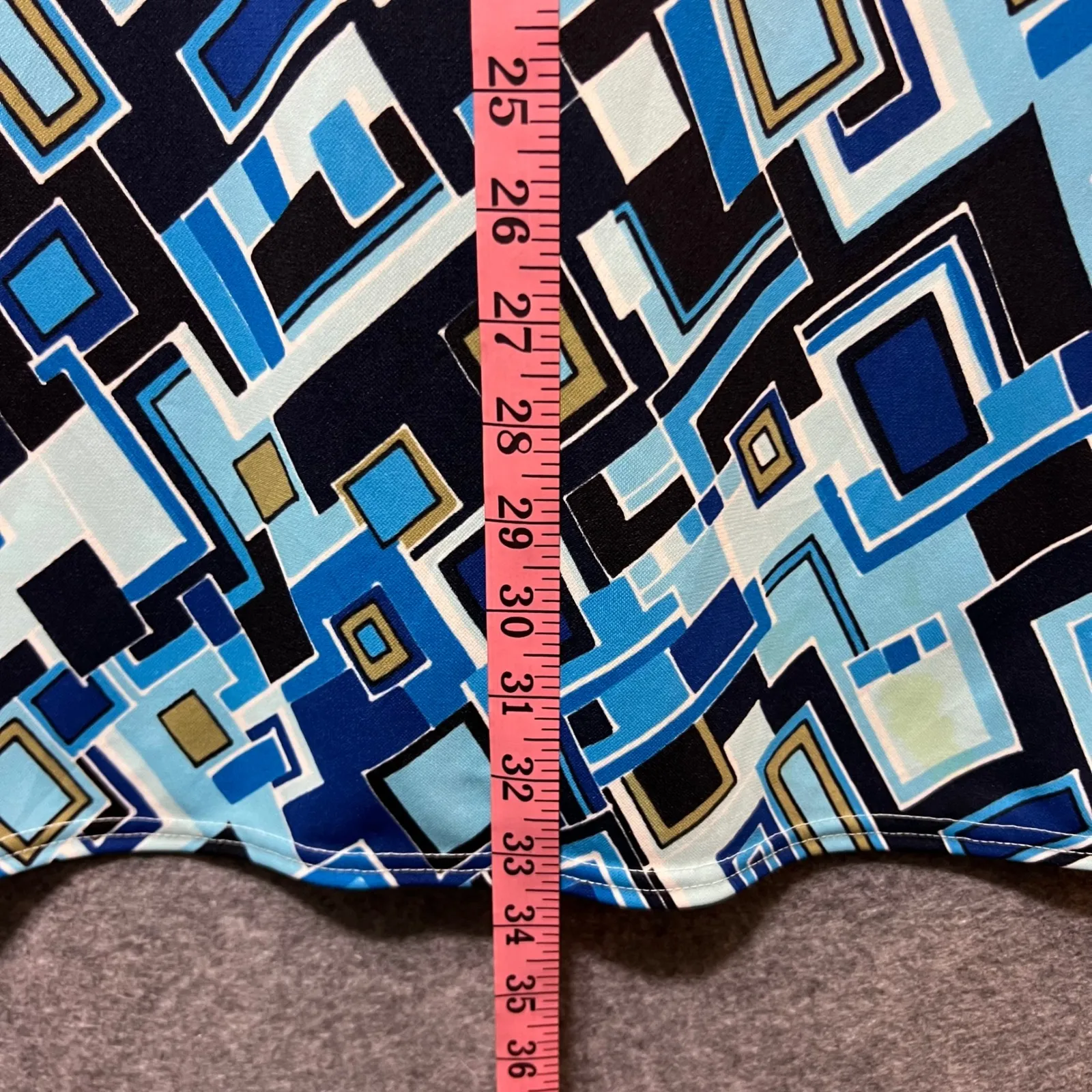 G.A.S. Vintage Sleeveless Dress Geometric Blue Mod Print Large Polyester 90s Y2K - Image 4