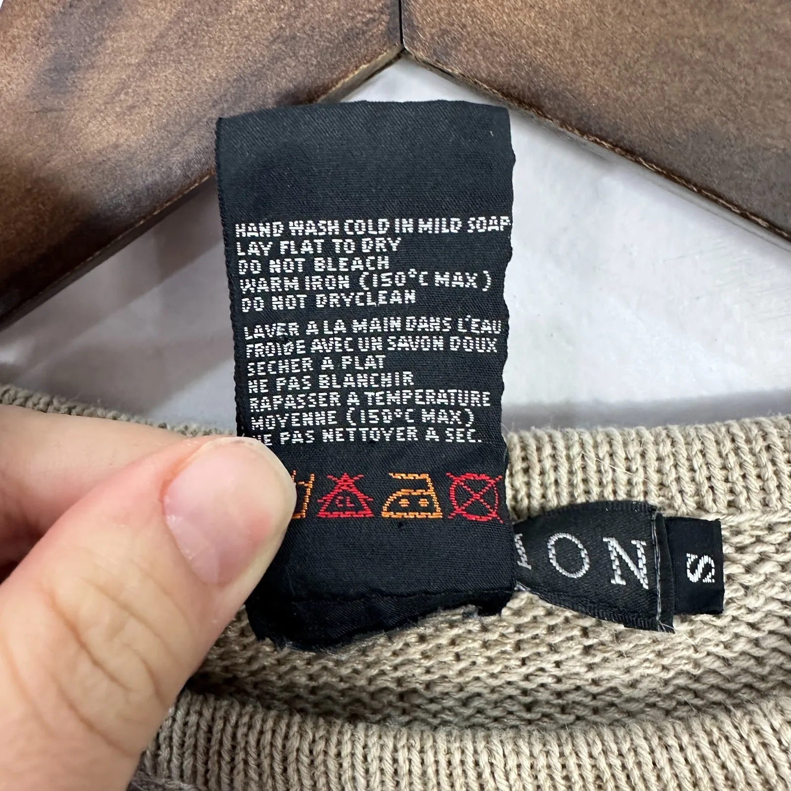 Vintage IB Diffusion Linen Sweater Medium Beige Embroidered Boho Whimsigoth Tan - Image 3