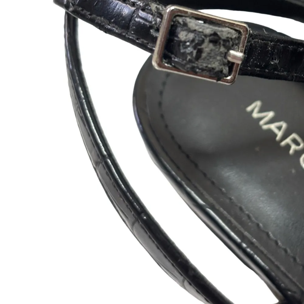 Marc Fisher Deric 2 Croc Embossed Square Toe Ankle Strap Heel - Image 6