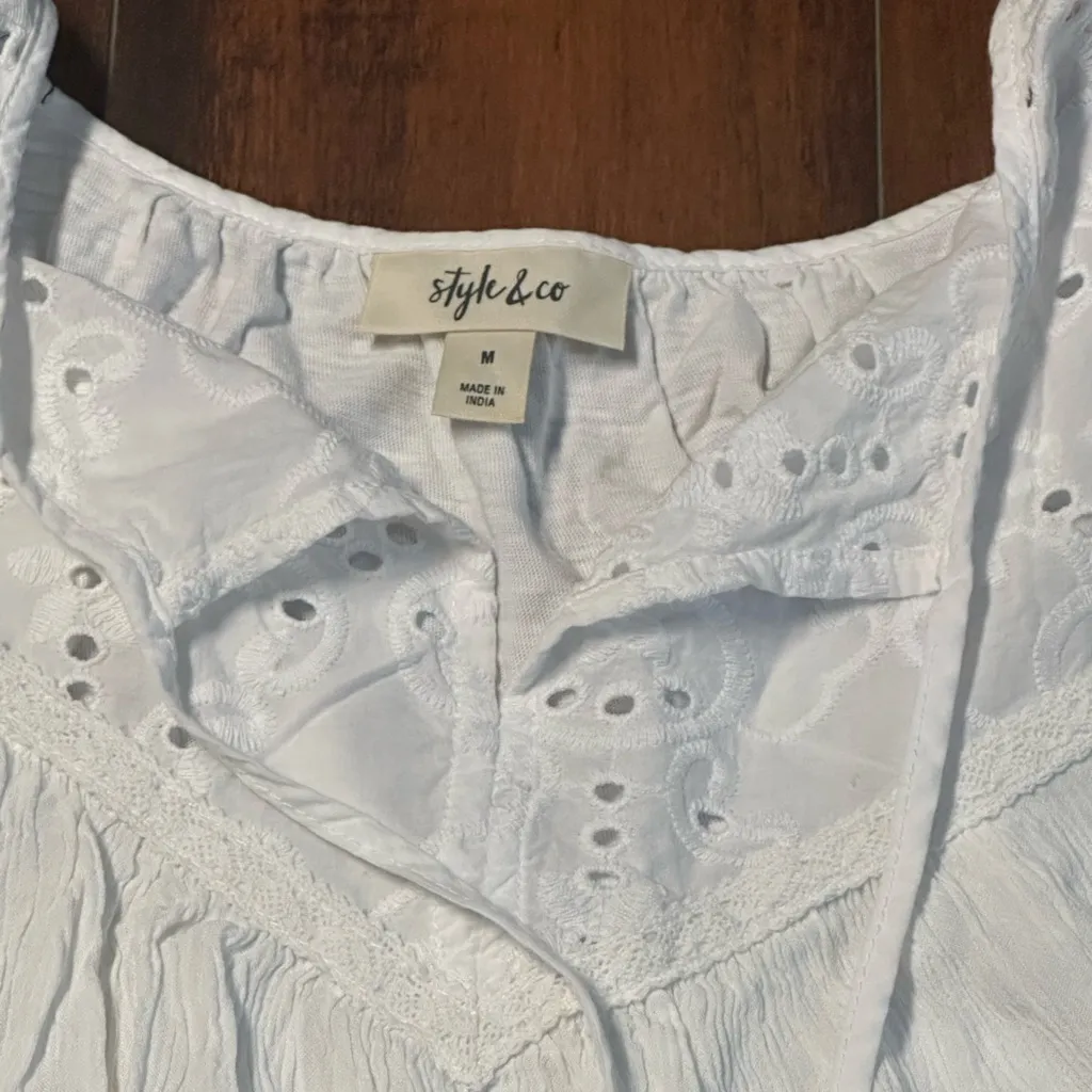 Style & Co. White Eyelet Blouse - Image 2