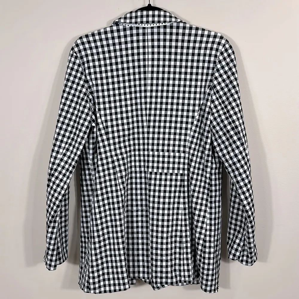 Tyler Boe Black White Gingham Buffalo Plaid Blazer Coat Polka Dot Women Size 10 - Image 2