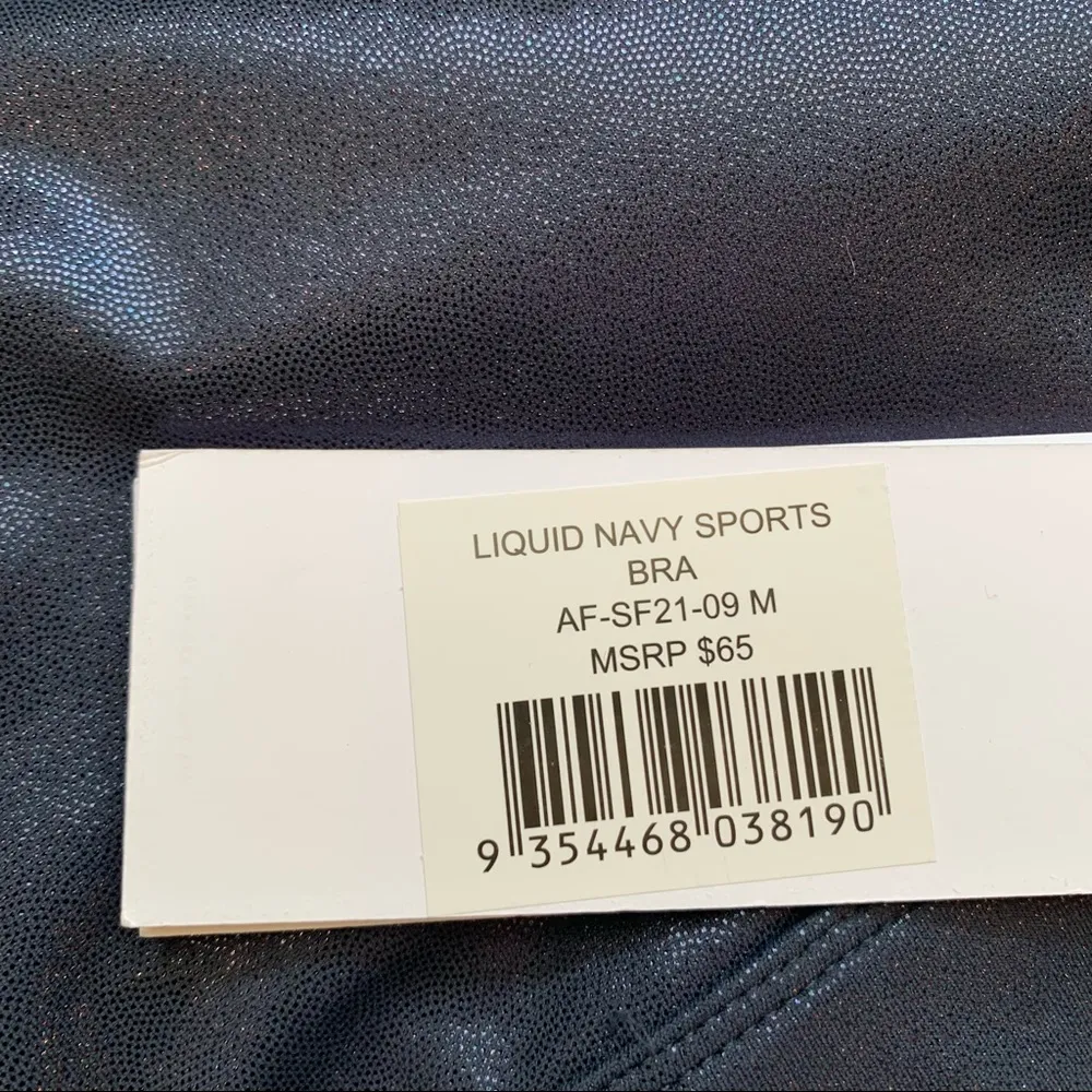 NWT Anthropologie All Fenix Liquid Metallic Navy High-Impact Sports Bra - Image 3