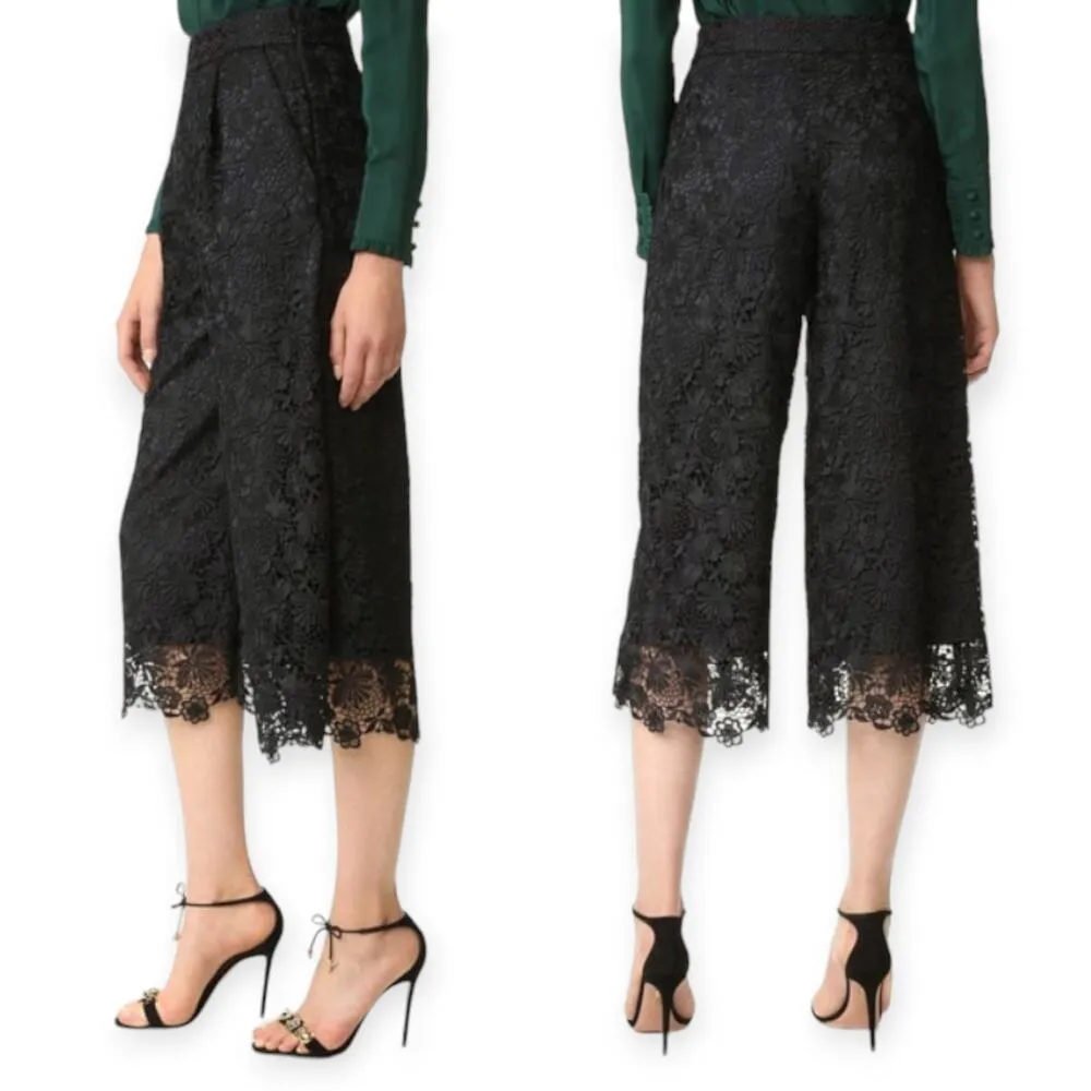 Diane von Furstenberg | Size 2 | DVF Holly Lace Wide Leg Cropped Pants in Black - Image 2