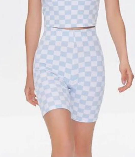 Checkered High-Rise Biker Shorts - Image 3