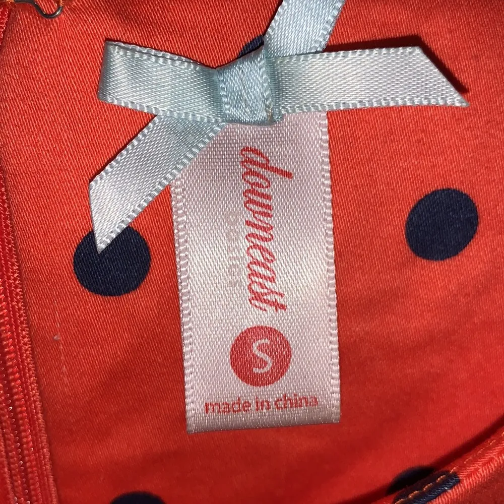 Downeast  Basics orange polka dot midi office swing dress - Image 5