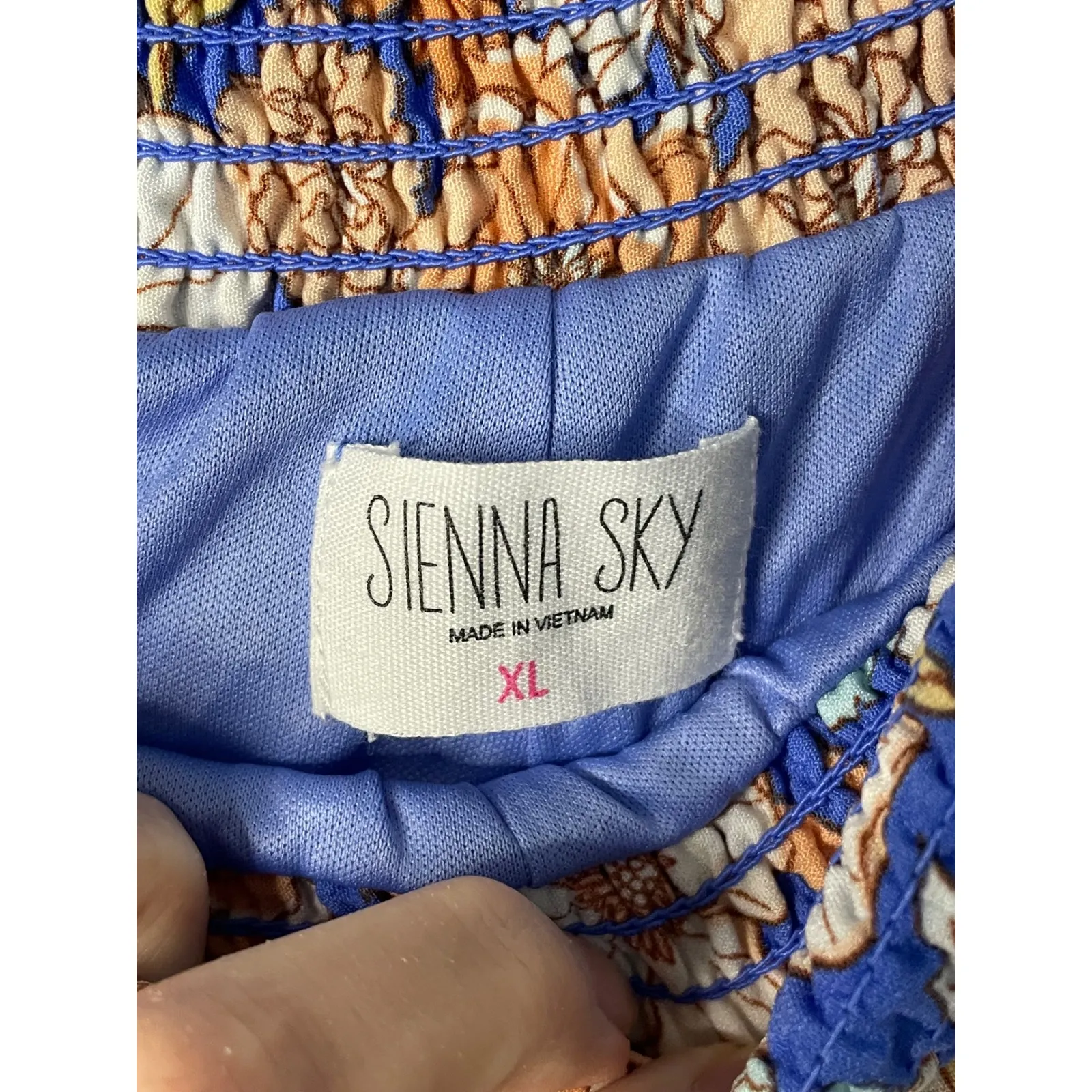 Sienna Sky Wide Leg Smocked Waist Floral Print Blue Orange Women XL - Image 3