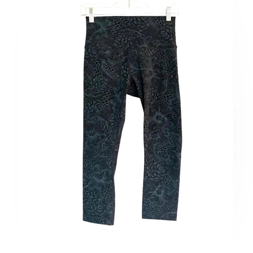 Lululemon Wunder Under Crop Hi-Rise 21" Nouveau Mach Blue Black Size 6 W6AI3S - Image 4