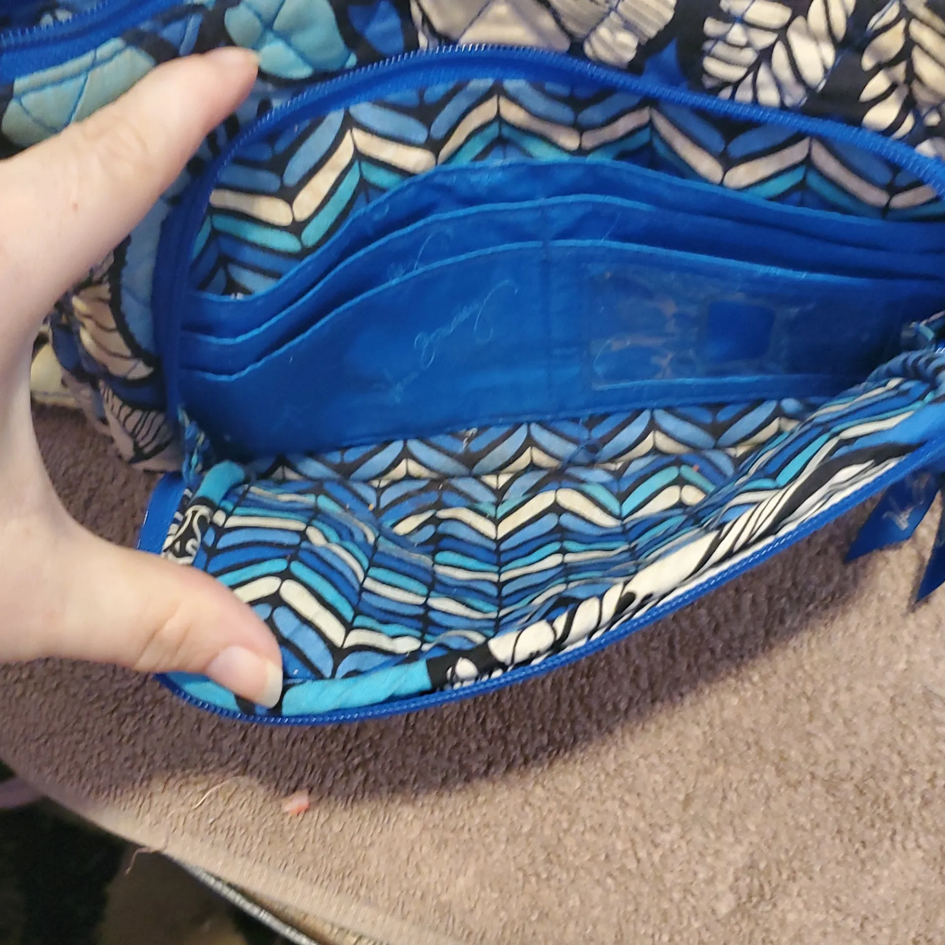 Vera Bradley Blue Bayou Crossbody Floral Handbag Purse - Image 2