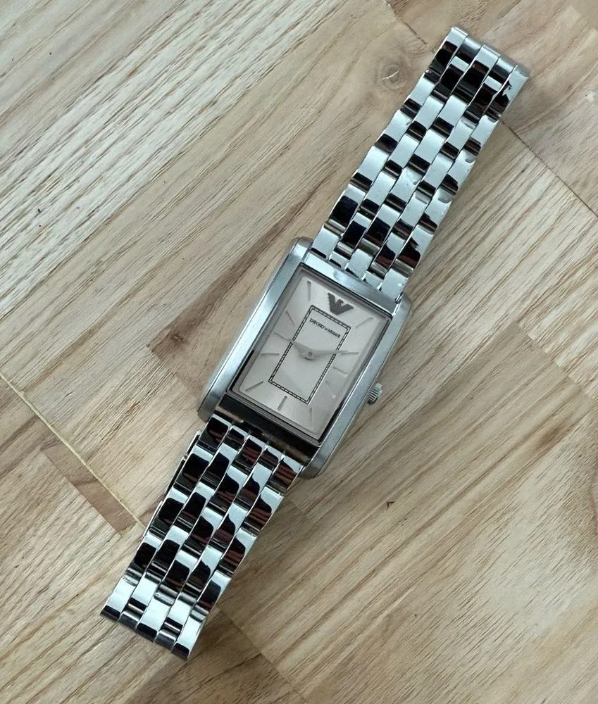 Emporio Armani Solid Stainless Curvex Watch Tinted Crystal New in Original Box - Image 8