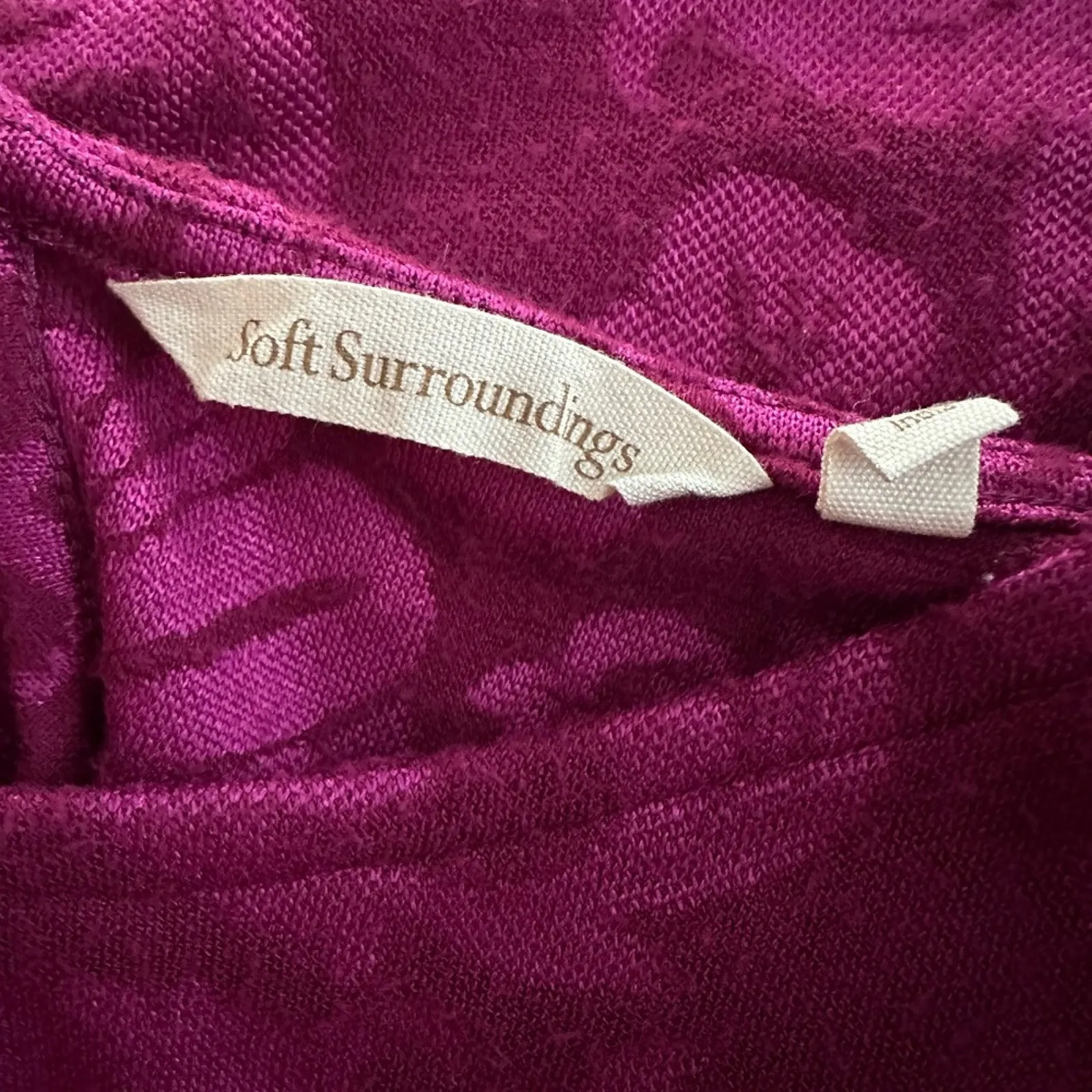 Soft Surroundings Fuchsia Jacquard Long Sleeve Top Fall Cozy Berry Pink Large - Image 2