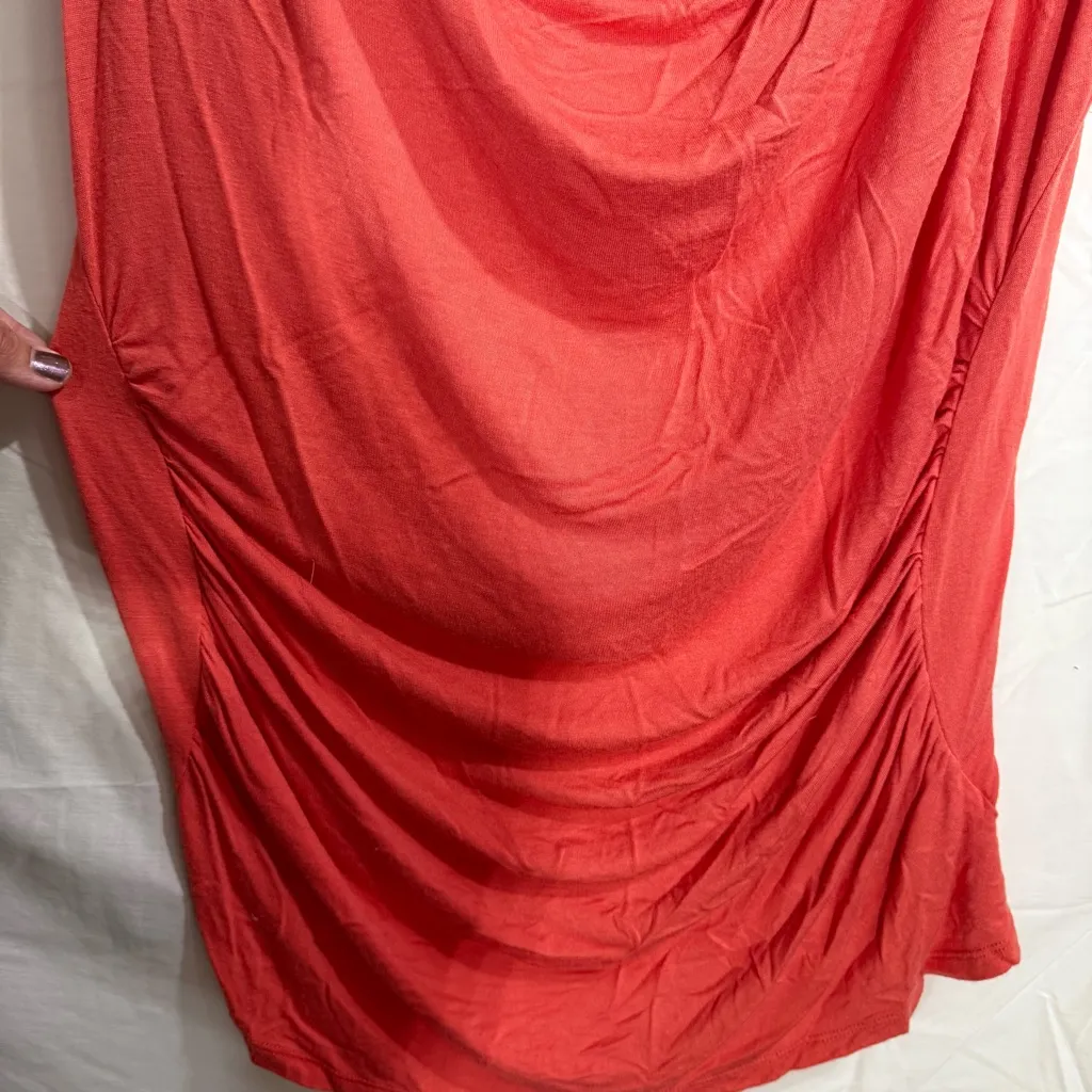 ONE WORLD Coral Drape Neck Short Sleeve Top, Ruched - Image 5