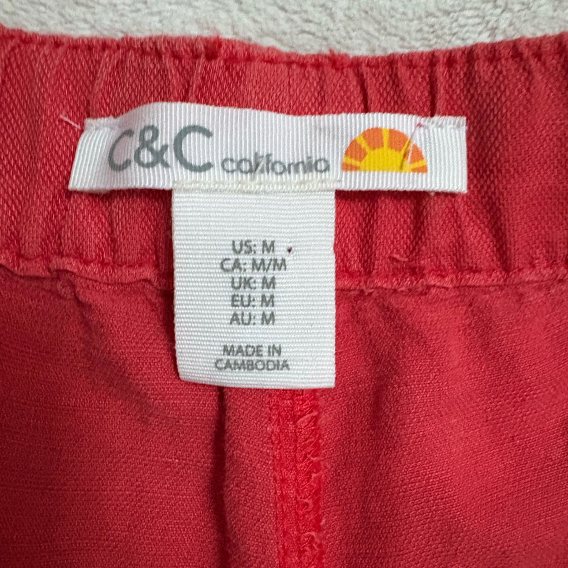 C & C California Dark Orange Linen Blend Shorts‎ Size Medium New Condition - Image 5