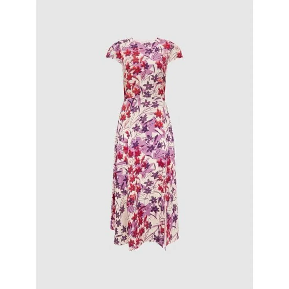 Reiss Livia Floral Printed Cut Out Back Midi Dress size 2 - Image 2