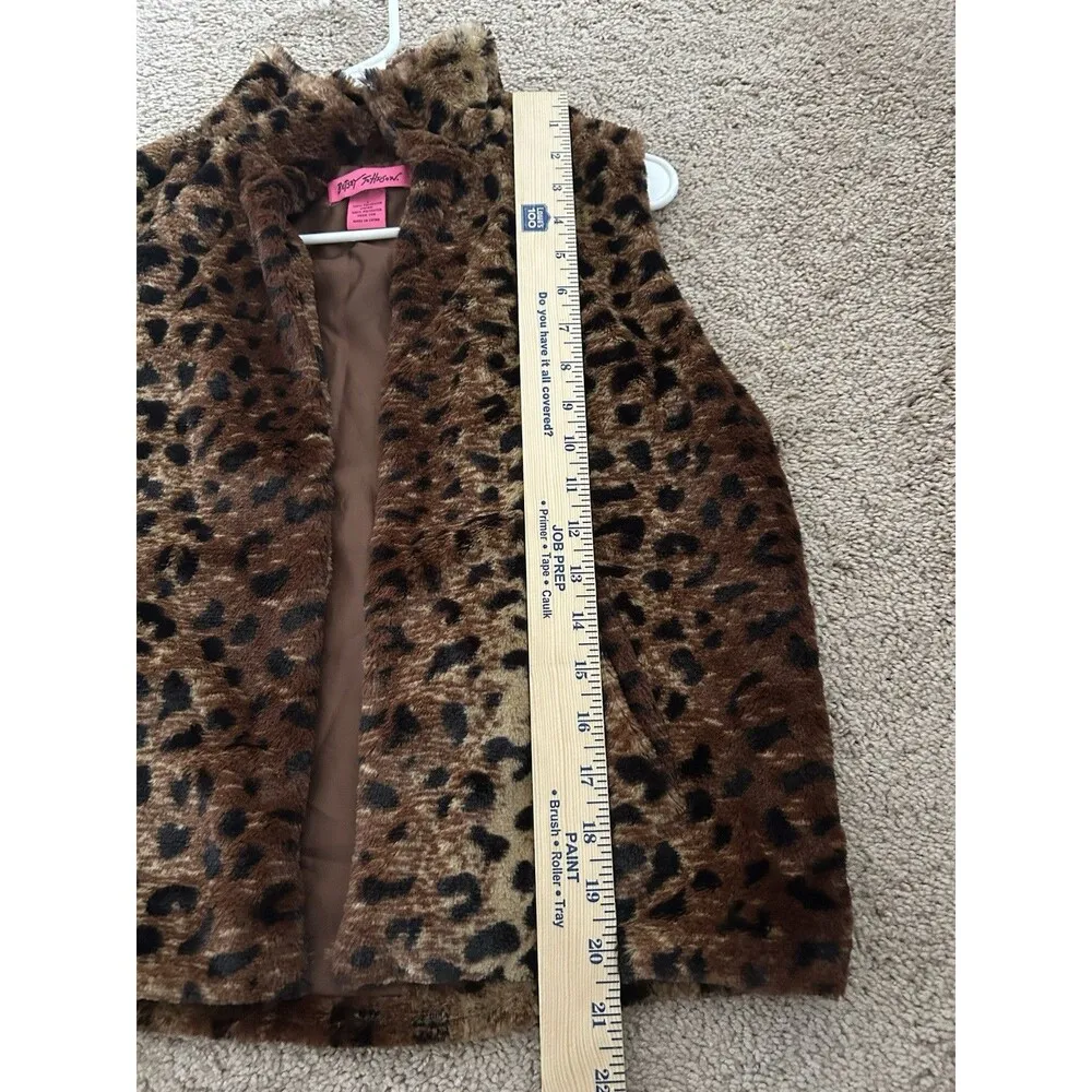 Betsy Johnson Faux Fur Leopard/ Cheetah Print Vest Size Small Unique & Bold - Image 8