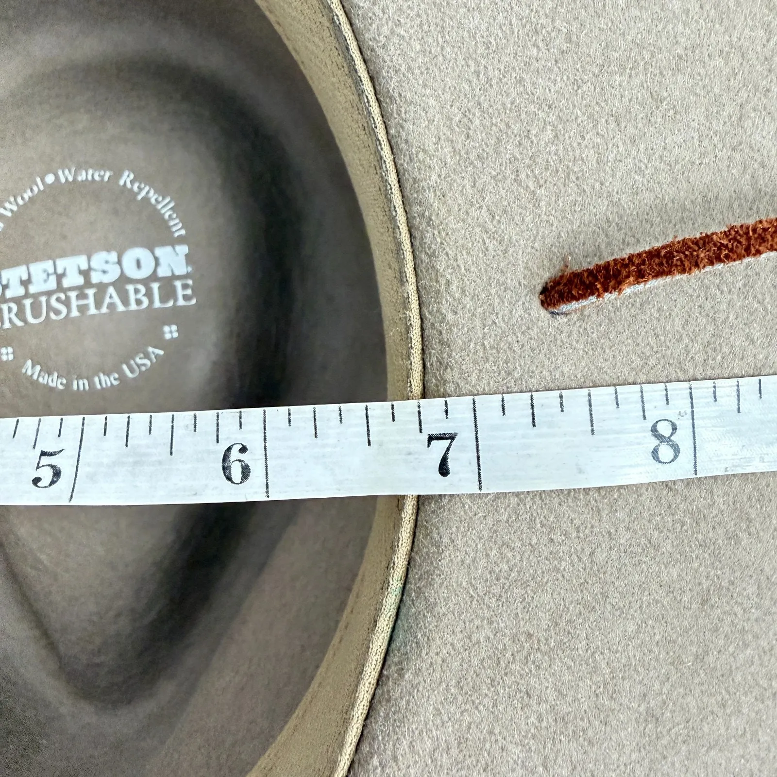 Stetson Santa Fe Crushable Wool Hat Size Medium Taupe Fedora Leather Band Stitch - Image 16