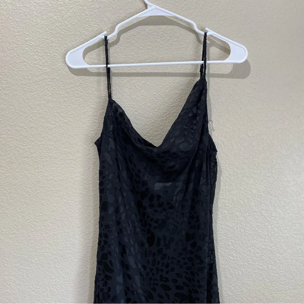 GOOD AMERICAN Velvet Burnout Dress Black Leopard Asymmetric Cowl Size 2 Medium - Image 4