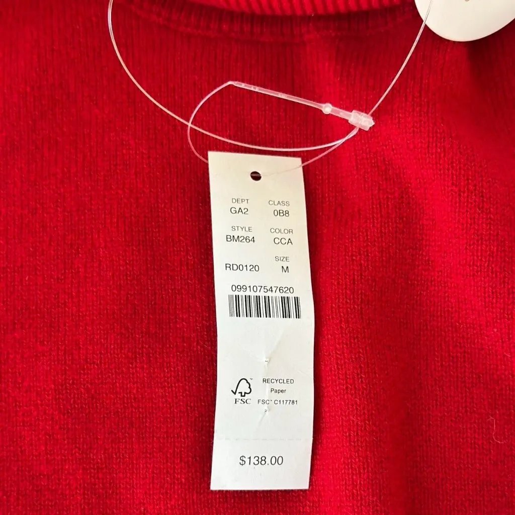 J.Crew Cashmere Shrunken Turtleneck Sweater in Classic Cardinal, Size Medium - Image 5