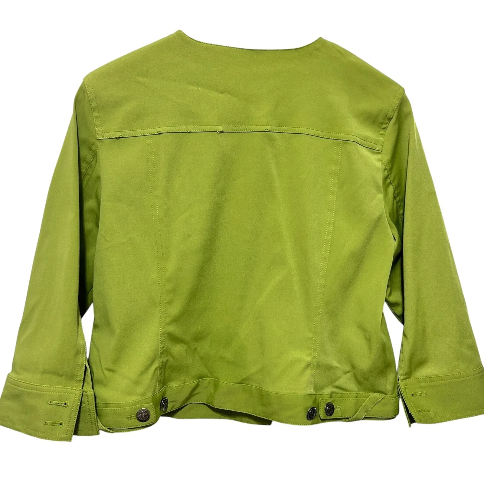 Ruby Rd Women Jacket‎ 12P Green Embellished Neck Stretch Blazer Artsy Beaded - Image 2