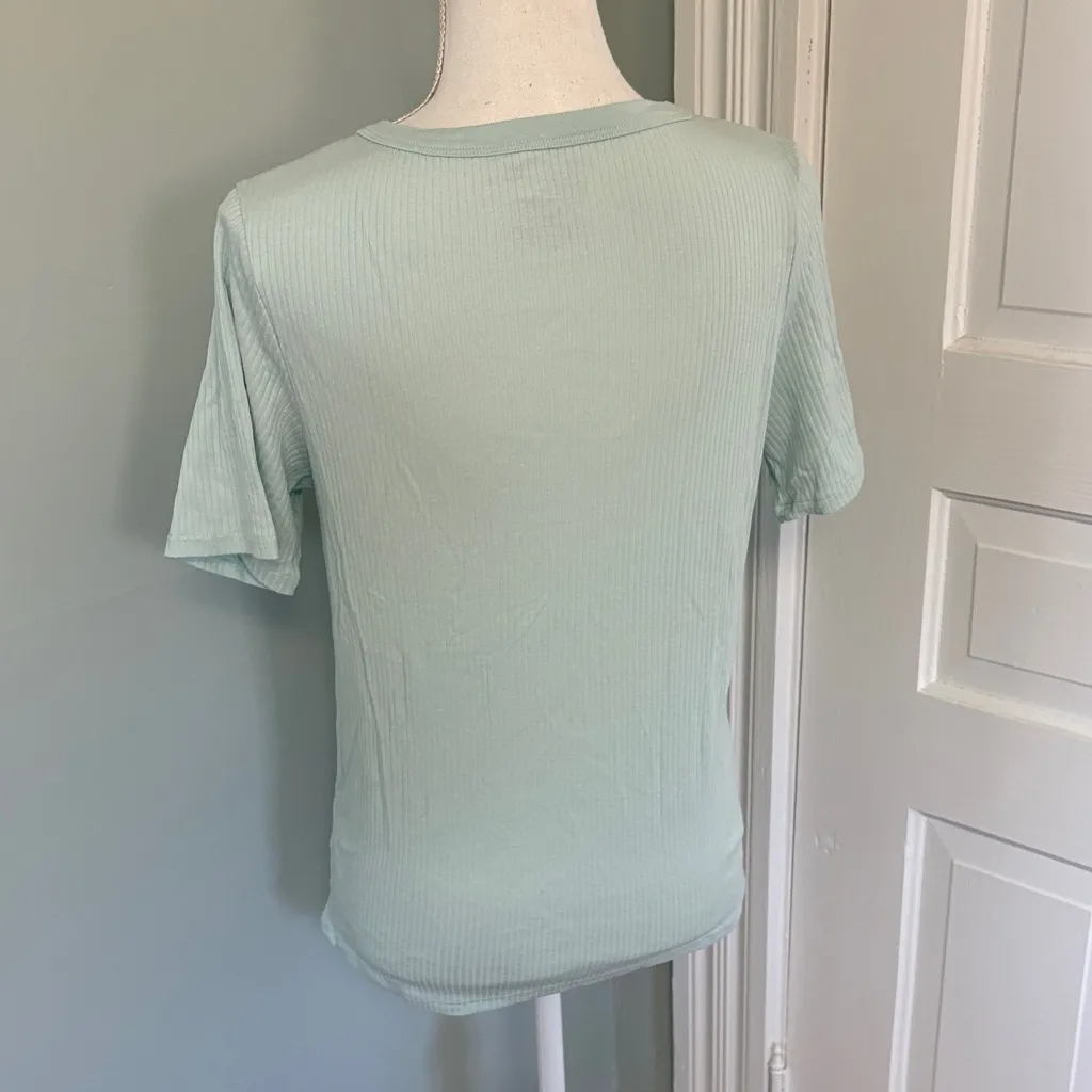 Lucky Brand Mint Green Ribbed Women's Top T-Shirt size XL - Image 3