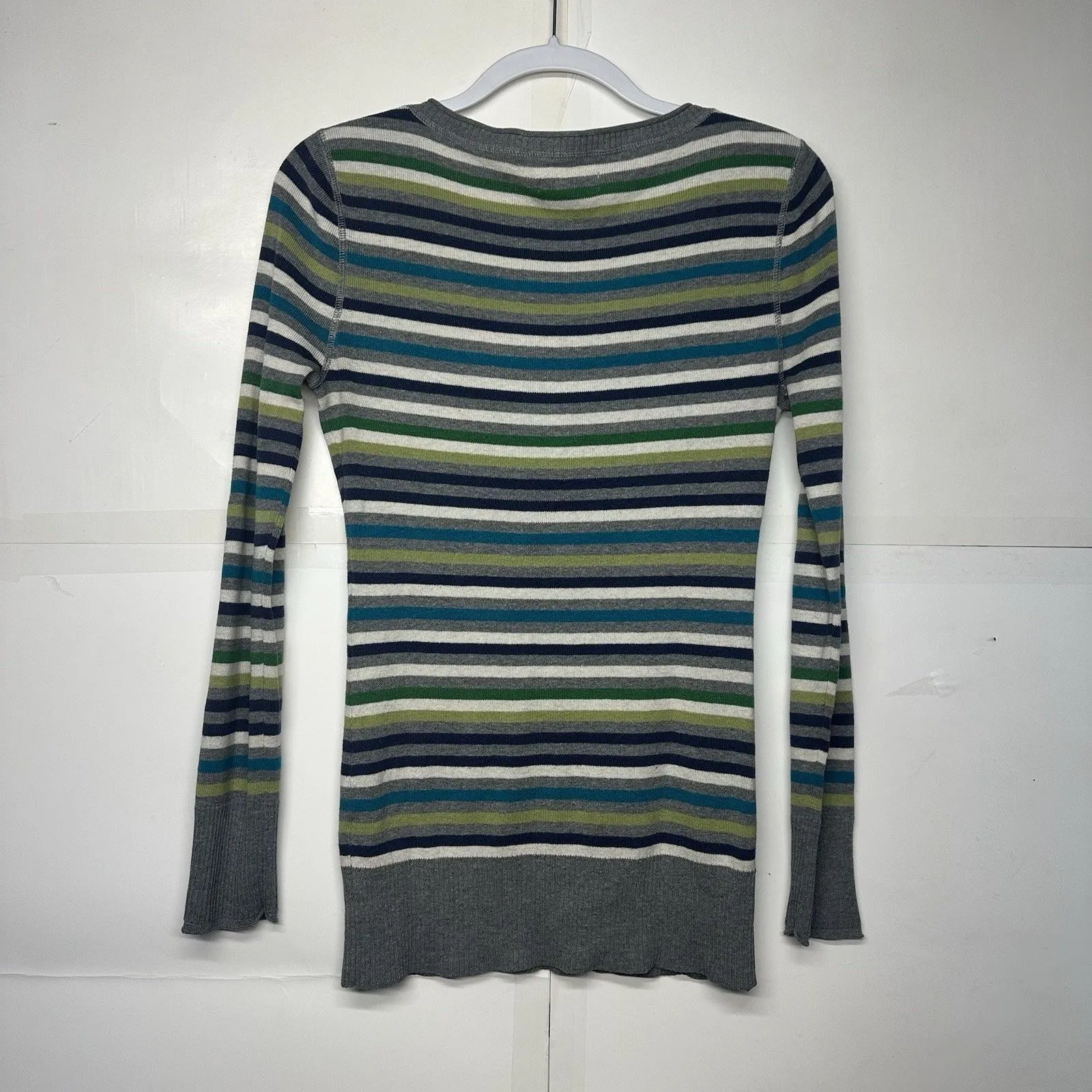 Aéropostale Women’s Large Striped V Neck Sweater Long Sleeve Knit T - Image 8