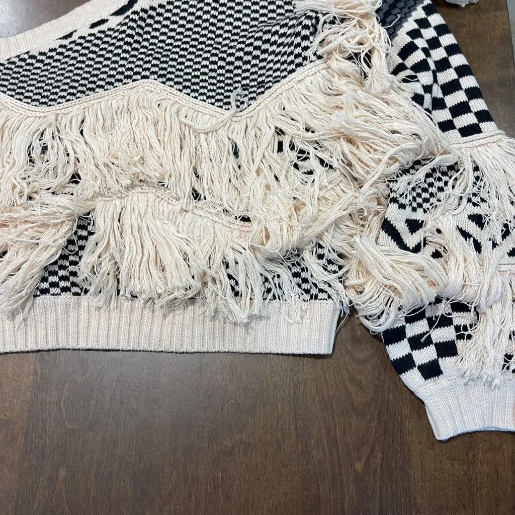 REVOLVE House of Harlow Noa Sweater Bone Fringe Women's Size Small Wool Knit NEW - Image 12