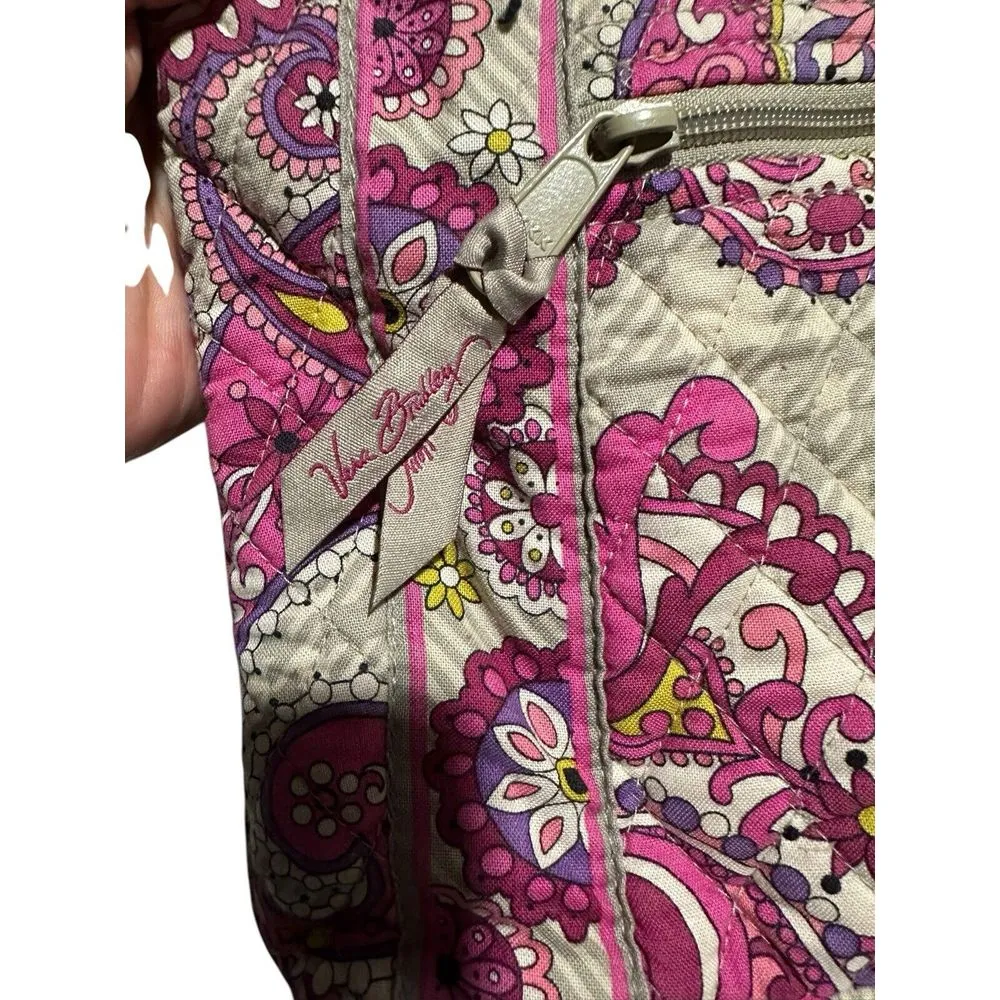 Vera Bradley Crossbody Pink Gray Paisley Medium Pockets Zippered Women's RR-1‎ - Image 2