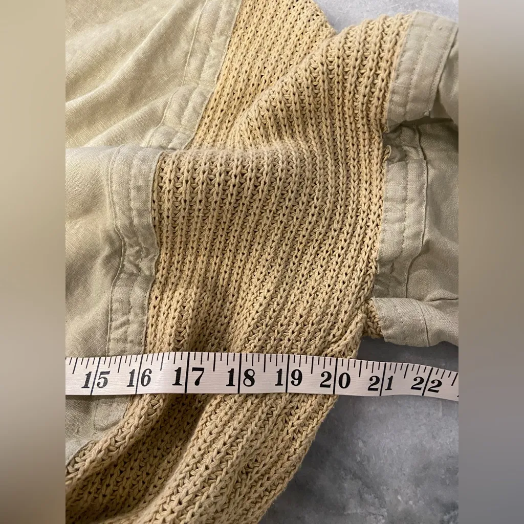 Kenar Size M Hooded Mixed Media Top Cropped Ribbed Hem Linen Cotton Knit Y2K - Image 7