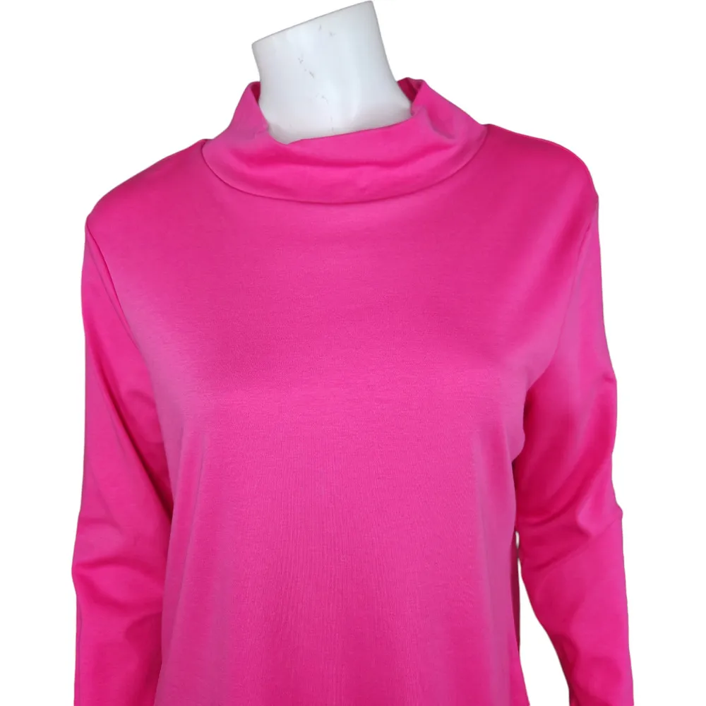 Isaac Mizrahi Live! Essentials Mock Neck Top Dolphin Hem Vibrant Pink Small NWOT - Image 2