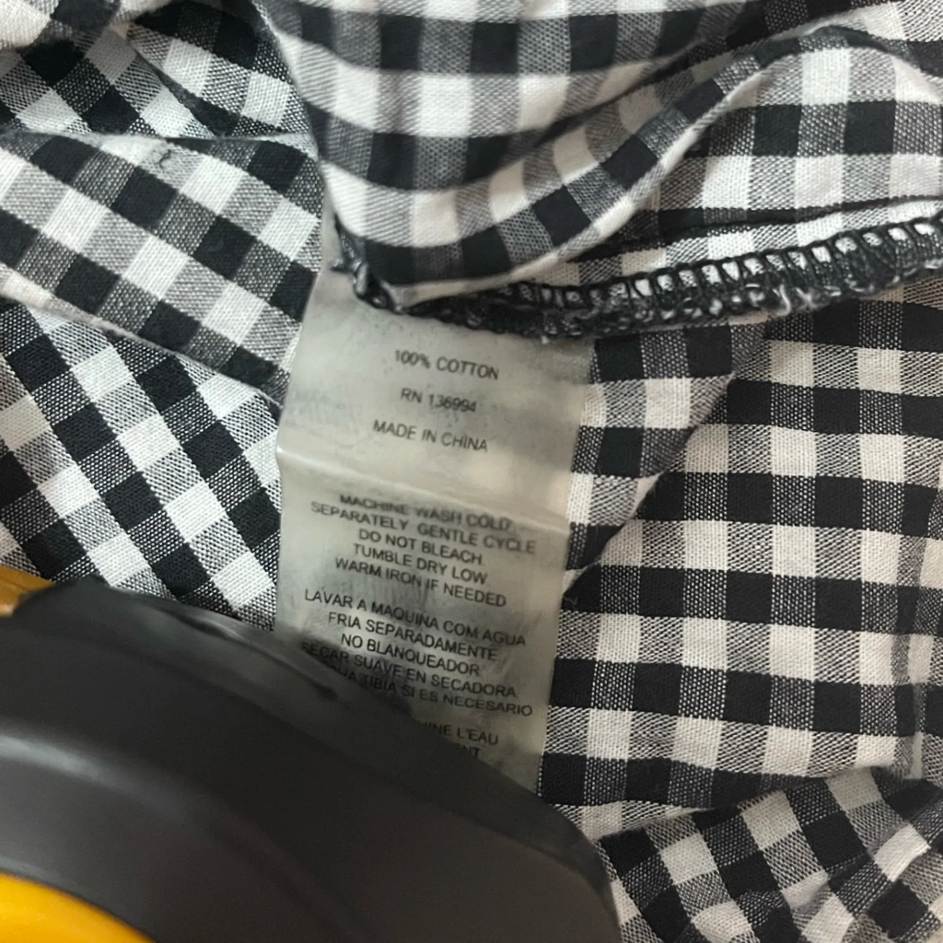 Neiman Marcus black white checked off shoulder bell sleeve blouse large - Image 4