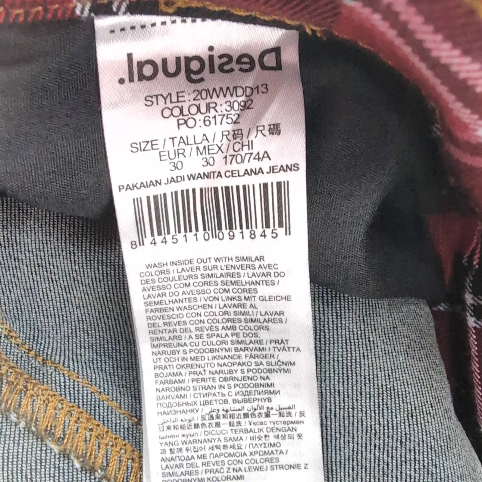 Desigual Womens Denim Check Tartan Slim Fit Jeans - US Size 6 / UK Size 12 - NEW - Image 8