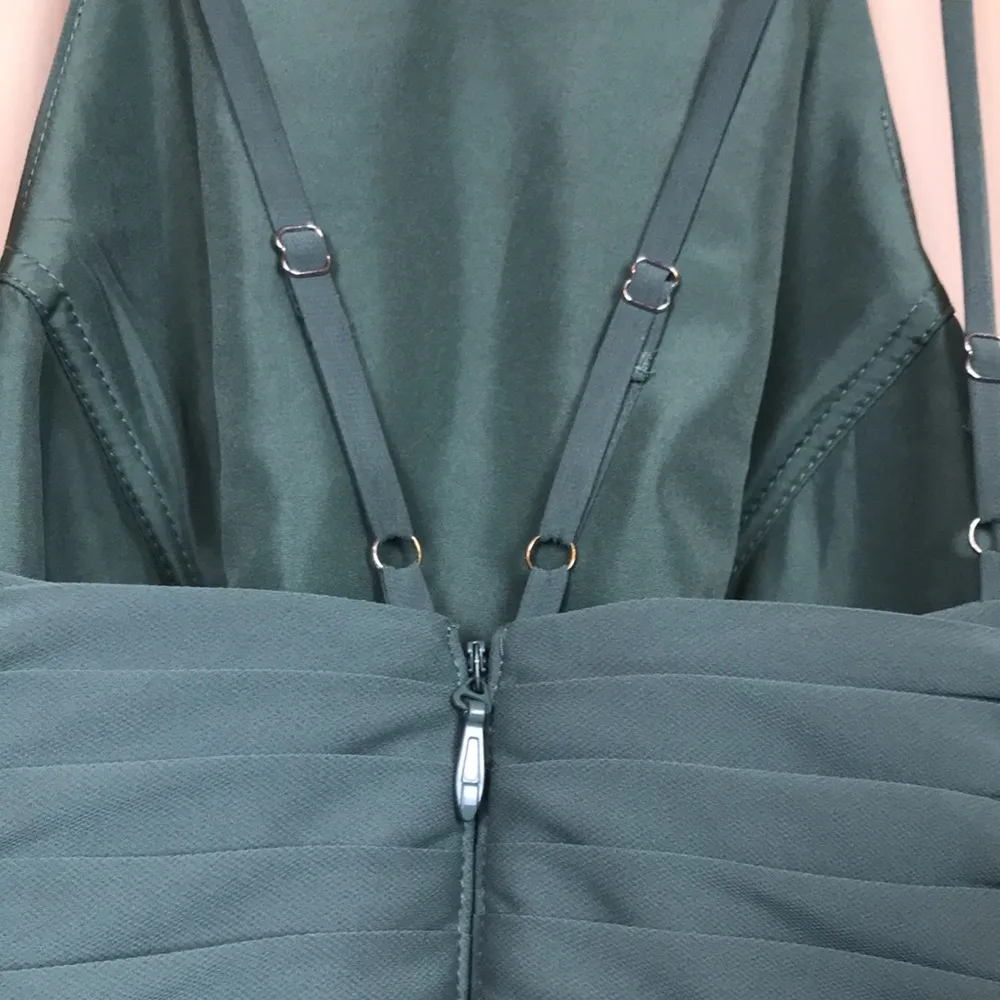 Azazie Women’s Pleated Eucalyptus Green Double Strap Sleeveless Bridesmaid Dress - Image 7