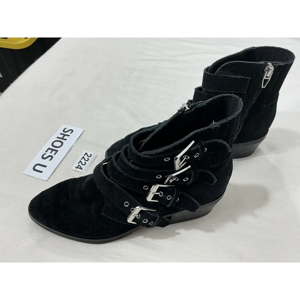 Womans Dolce Vita TAE Black Suede Strappy Heel Ankle Boots Size 7 M - Image 3