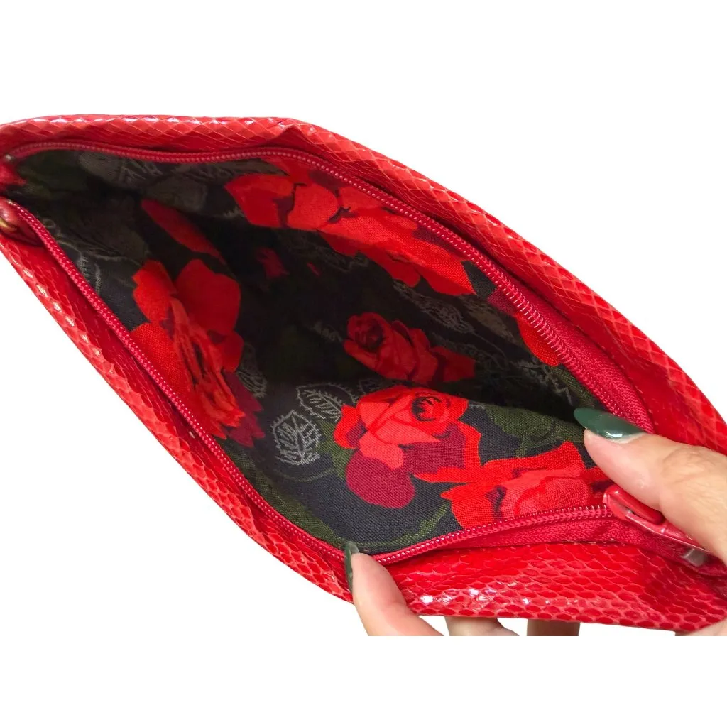 SAKS FIFTH AVENUE Vintage Red Eel Skin Clutch Handbag - Image 2