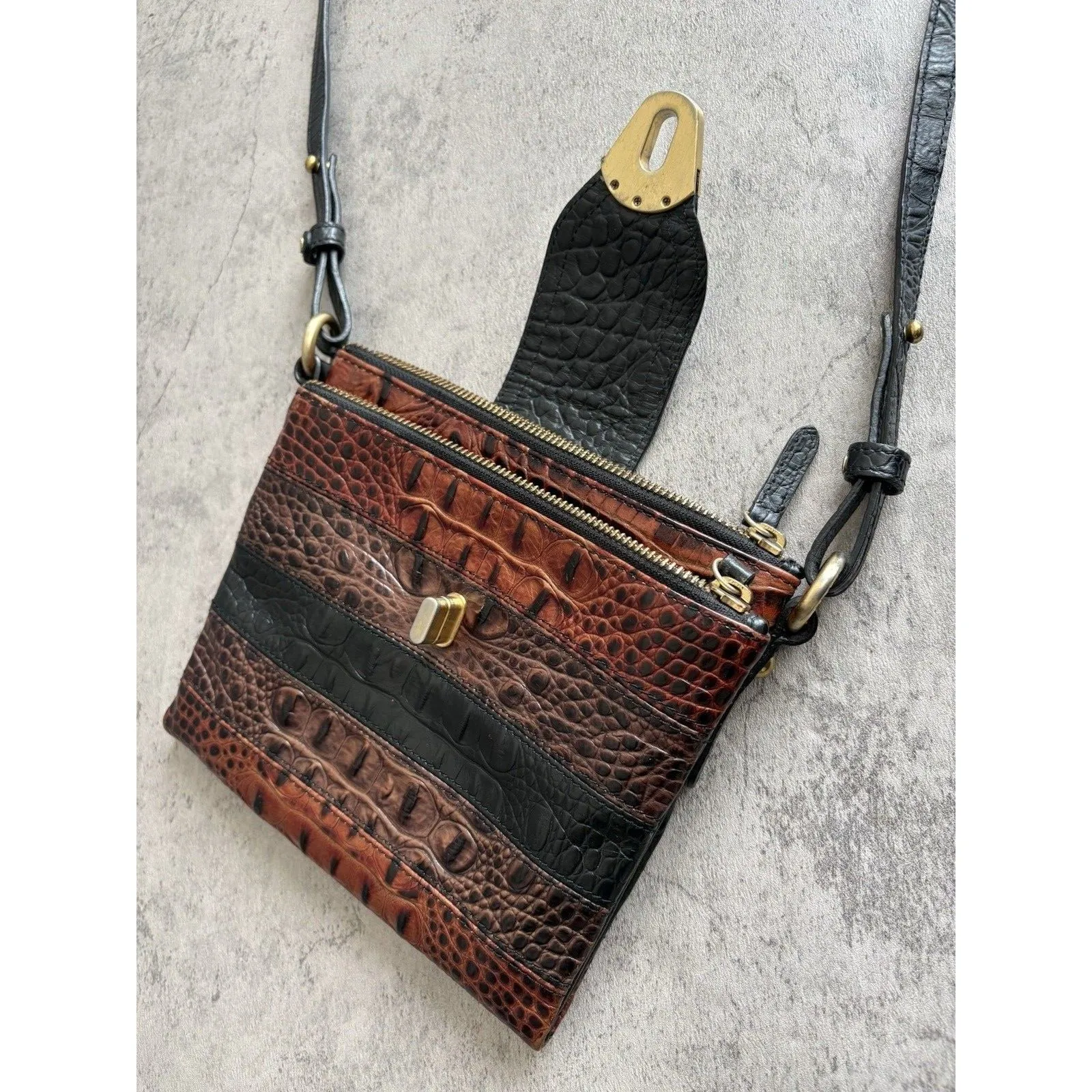 Brahmin Mojito Melbourne Crocodile Leather Bag Wallet Organizer Crossbody Purse - Image 4