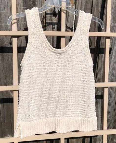 Cream Knit Tank Sweater Vest | Size S - Image 3