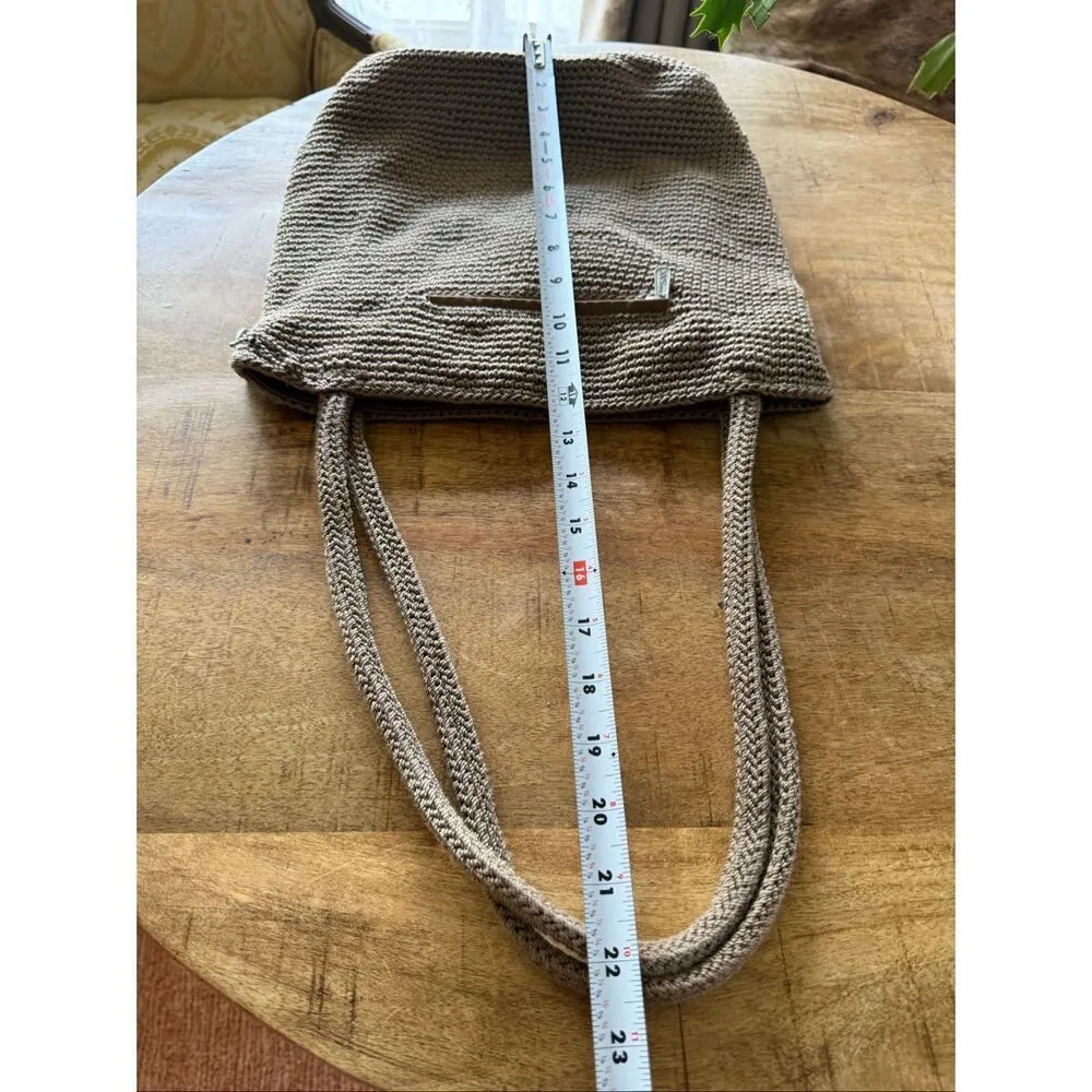 The Sak Crochet Shoulder Bag Taupe Woven Boho Casual Everyday Purse - Image 5
