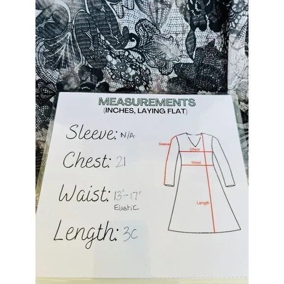 Eyelash Couture L Black White Gray Floral‎ Print Mini Dress Size L - Image 5