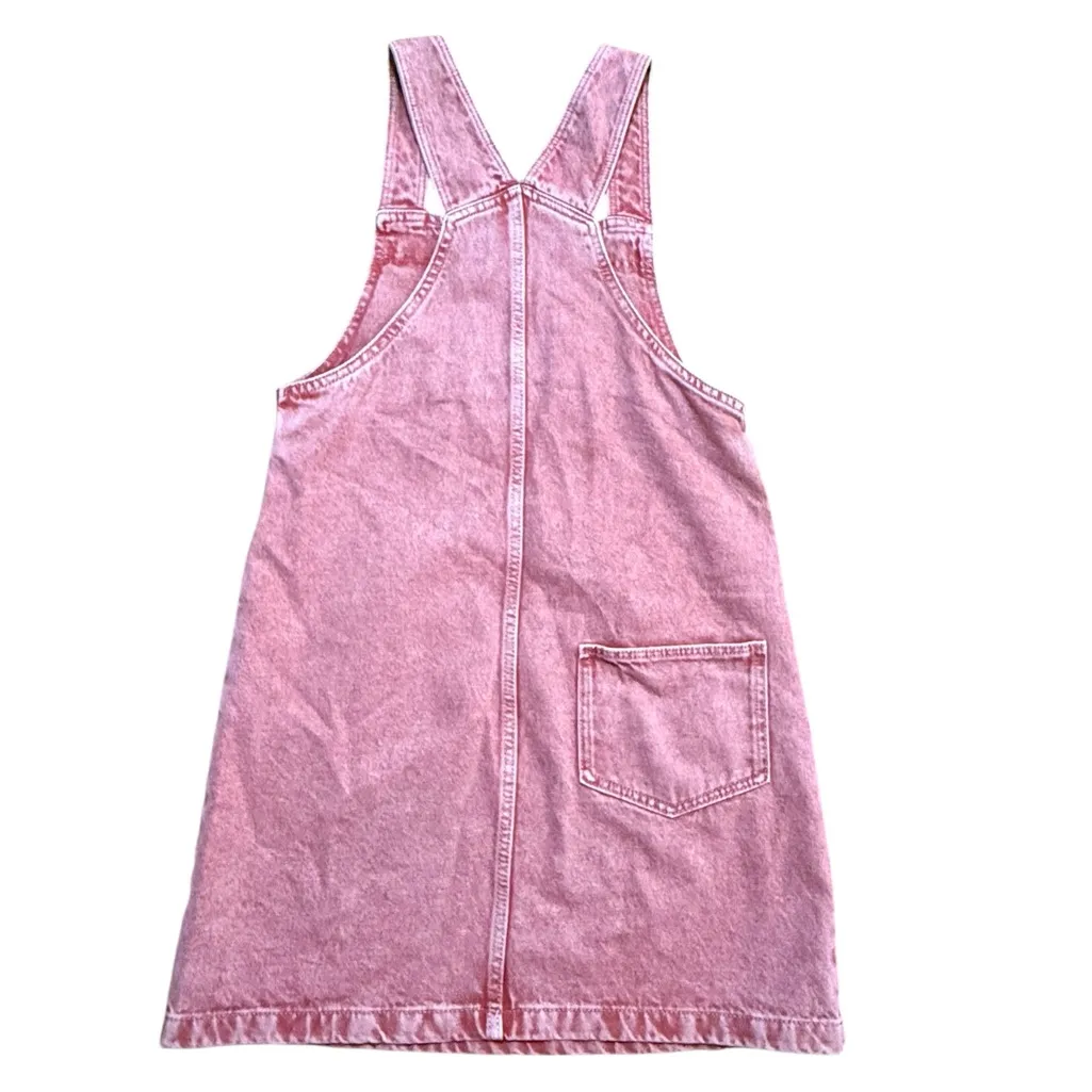 Mango Pocket Denim Pinafore Dress Faded Red/Pink Sz 2 Soft Girl Vibes Y2K Era - Image 8
