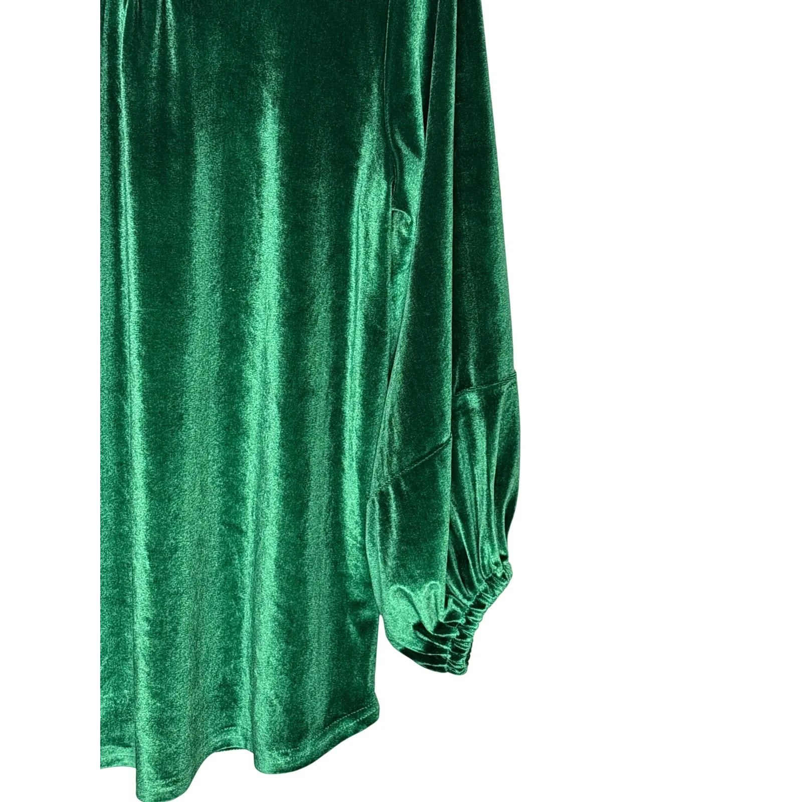 Velvet Bishop Sleeve Top Emerald Green Keyhole Back Holiday Women Size Small - Image 3