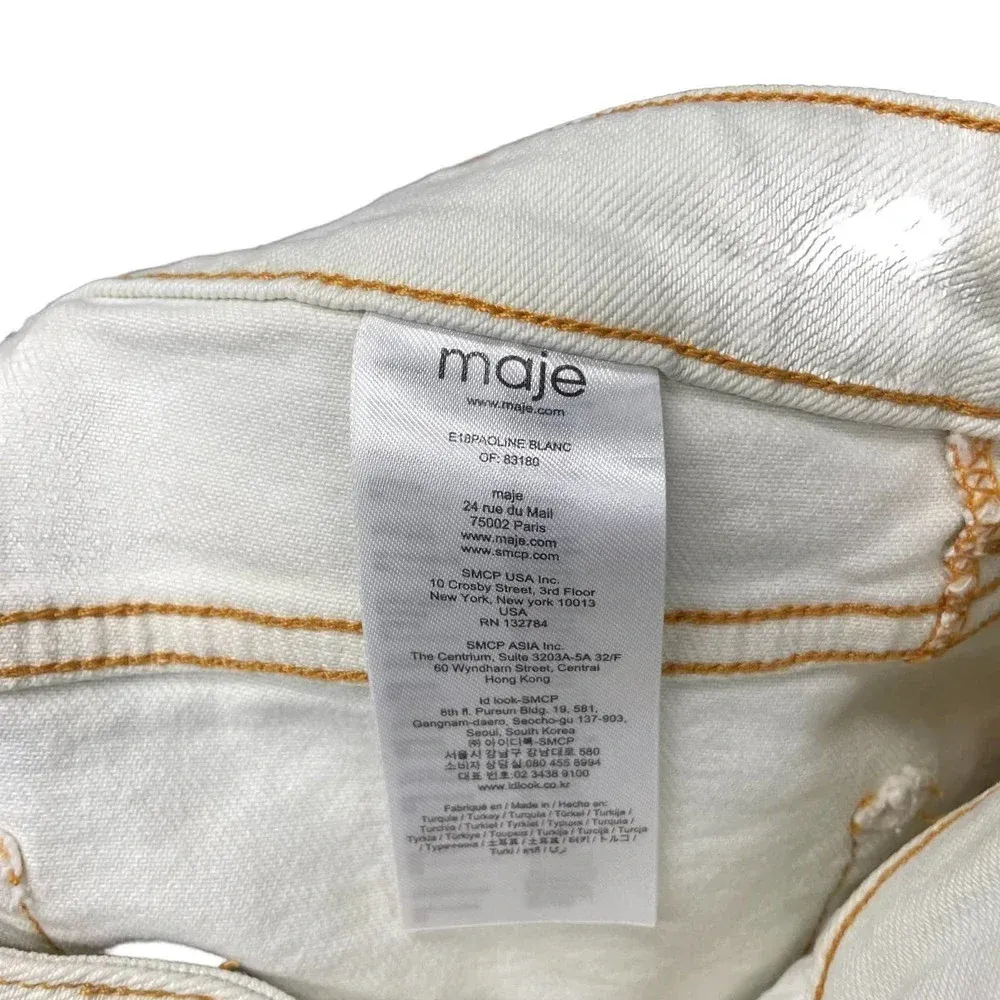 Maje Acid Wash Straight‎ Leg Jeans White Denim Size 40 / US 8 - Image 13