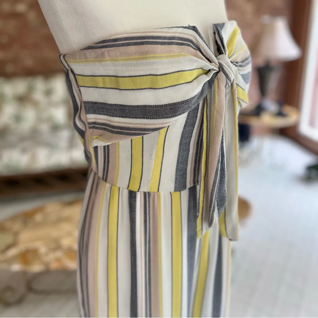 Daytrip Jumpsuit Strapless Yellow Striped Cropped Wide Leg M Cocktail Summer Mod - Image 12
