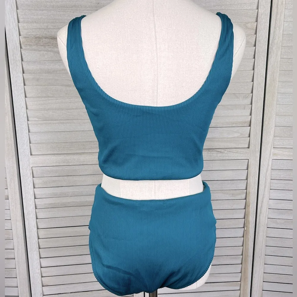 ZAFUL Ribbed Bikini Set Teal Green-Large (US8) - Image 2