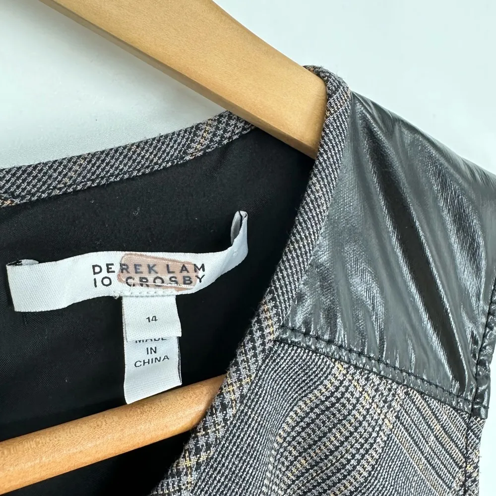 Derek Lam 10 Crosby Grey Plaid Corset Waist Dress size 14 Fit & Flare Sleeveless Gray - Image 10