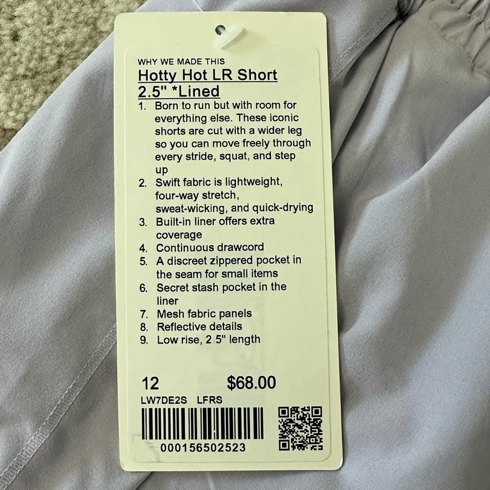 Lululemon Hotty Hot Low-Rise Lined Short 2.5" Size 12 NWT - Lavender Frost - Image 5