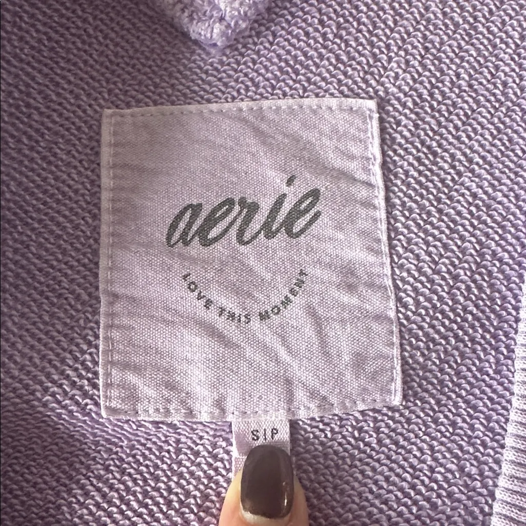 Aerie V Neck Sweatshirt Purple Size S - Image 3