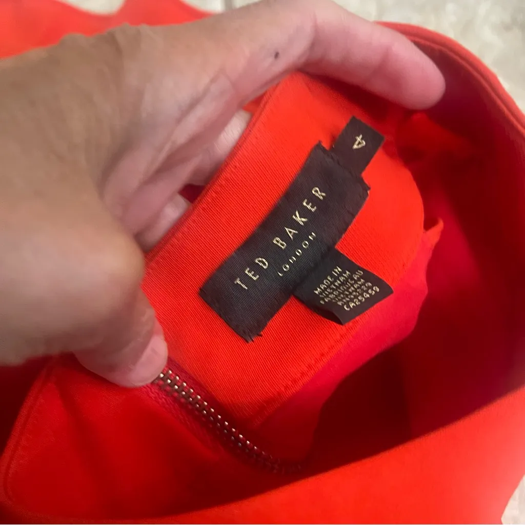 Ted Baker London Torriya Ruffle Halter‎ Neck Red Shift Dress uk 4/ USa 10 EUC Size undefined - Image 8