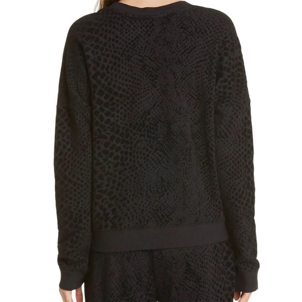 Rails Women's Black Animal Print Sweatshirt XS Marlo Flocked Cobra Pattern - Image 2