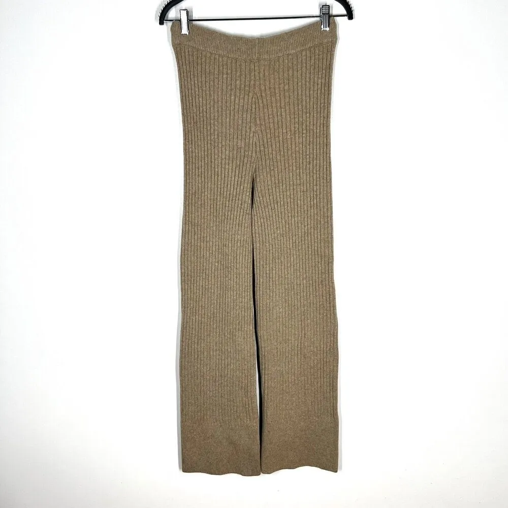 ONA Sz S Luna Sweater Ribbed Wool Pants in Oatmeal Tan - Image 6