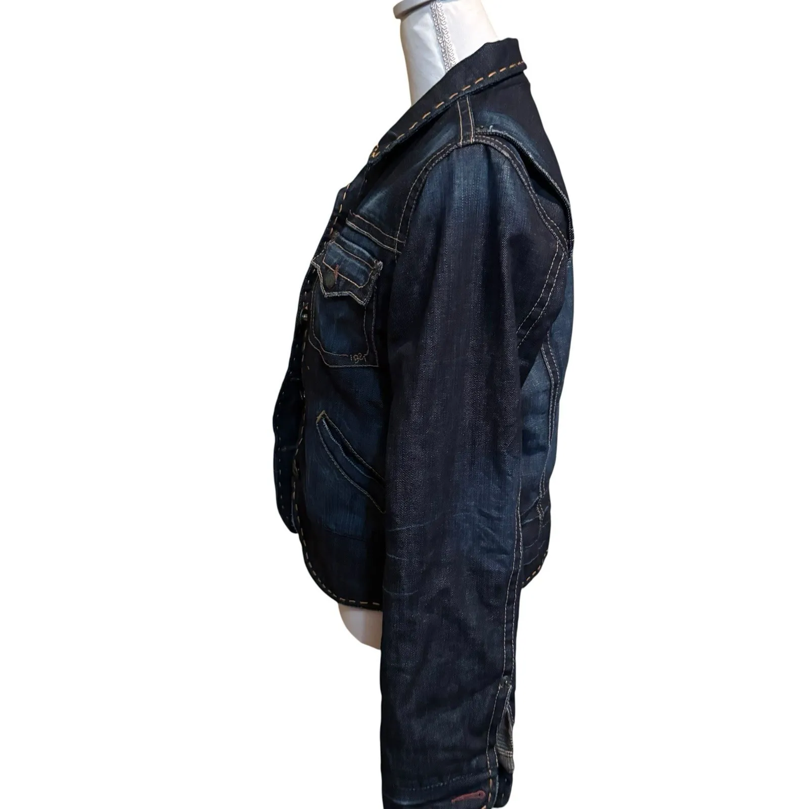 Western Glove Works‎ 1921 Est. Blue Denim Jean Jacket Womens Size Large Lined - Image 3